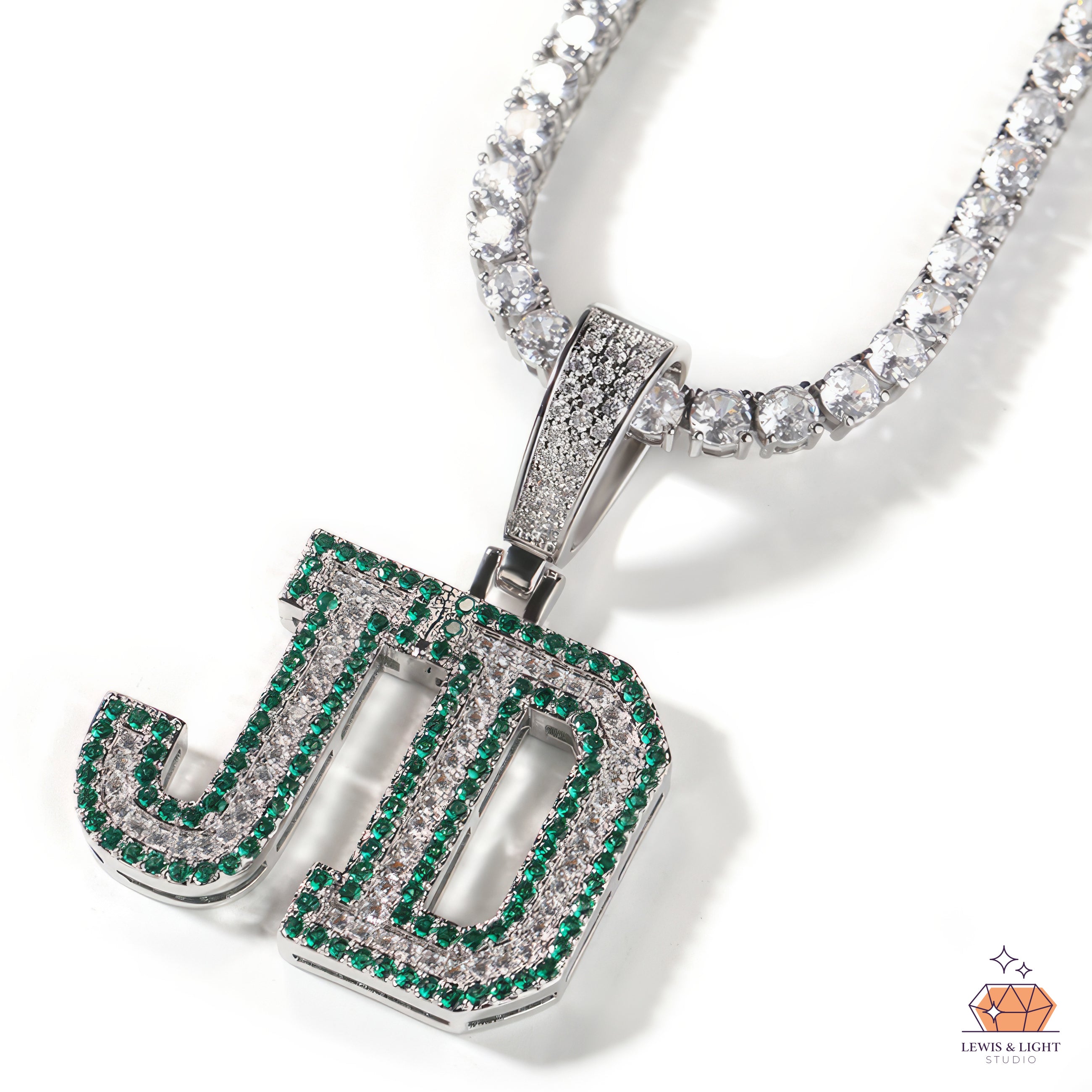 Iced Out JAS Name Pendant Necklace – Chunky Urban Hip Hop Personalized Chain
