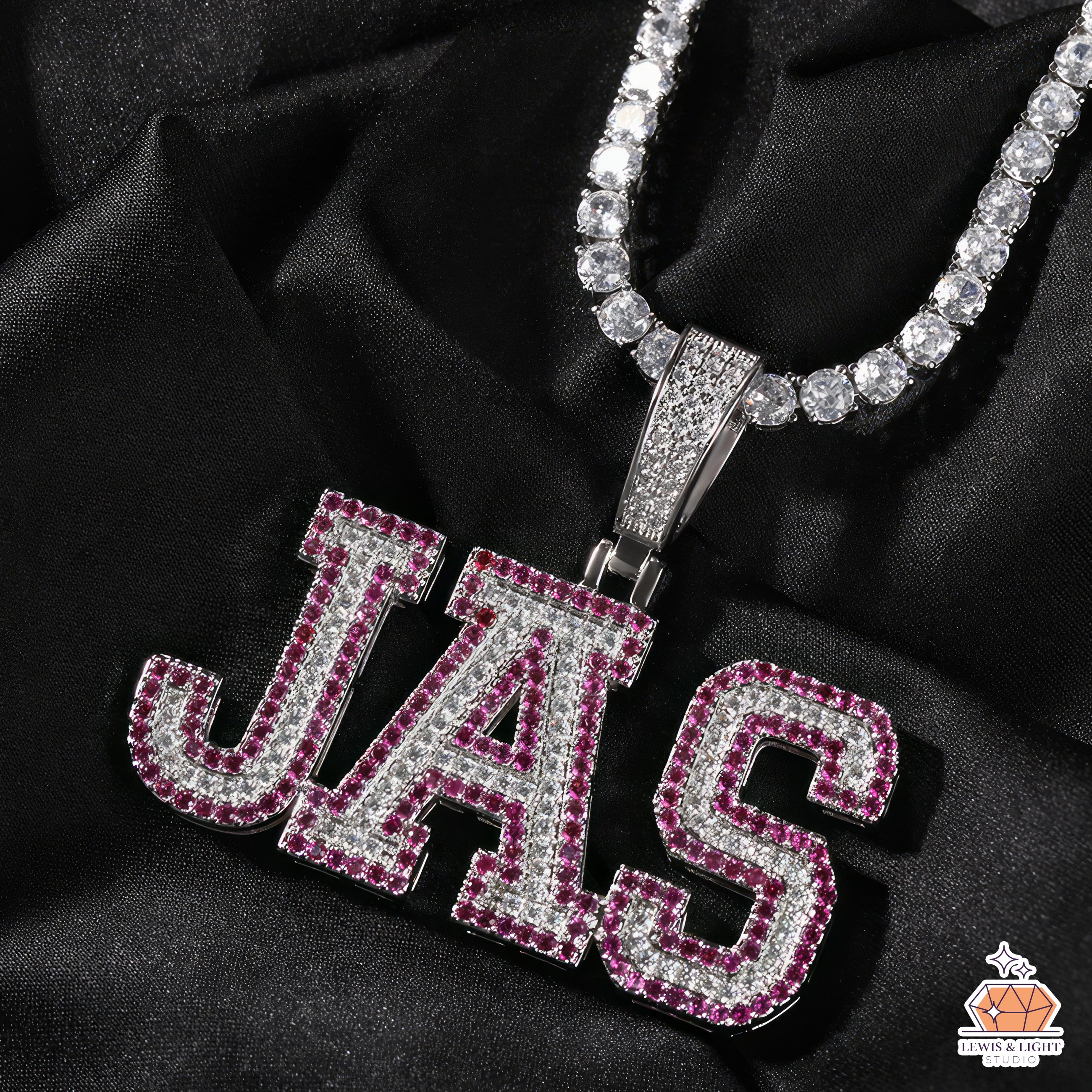 Iced Out JAS Name Pendant Necklace – Chunky Urban Hip Hop Personalized Chain