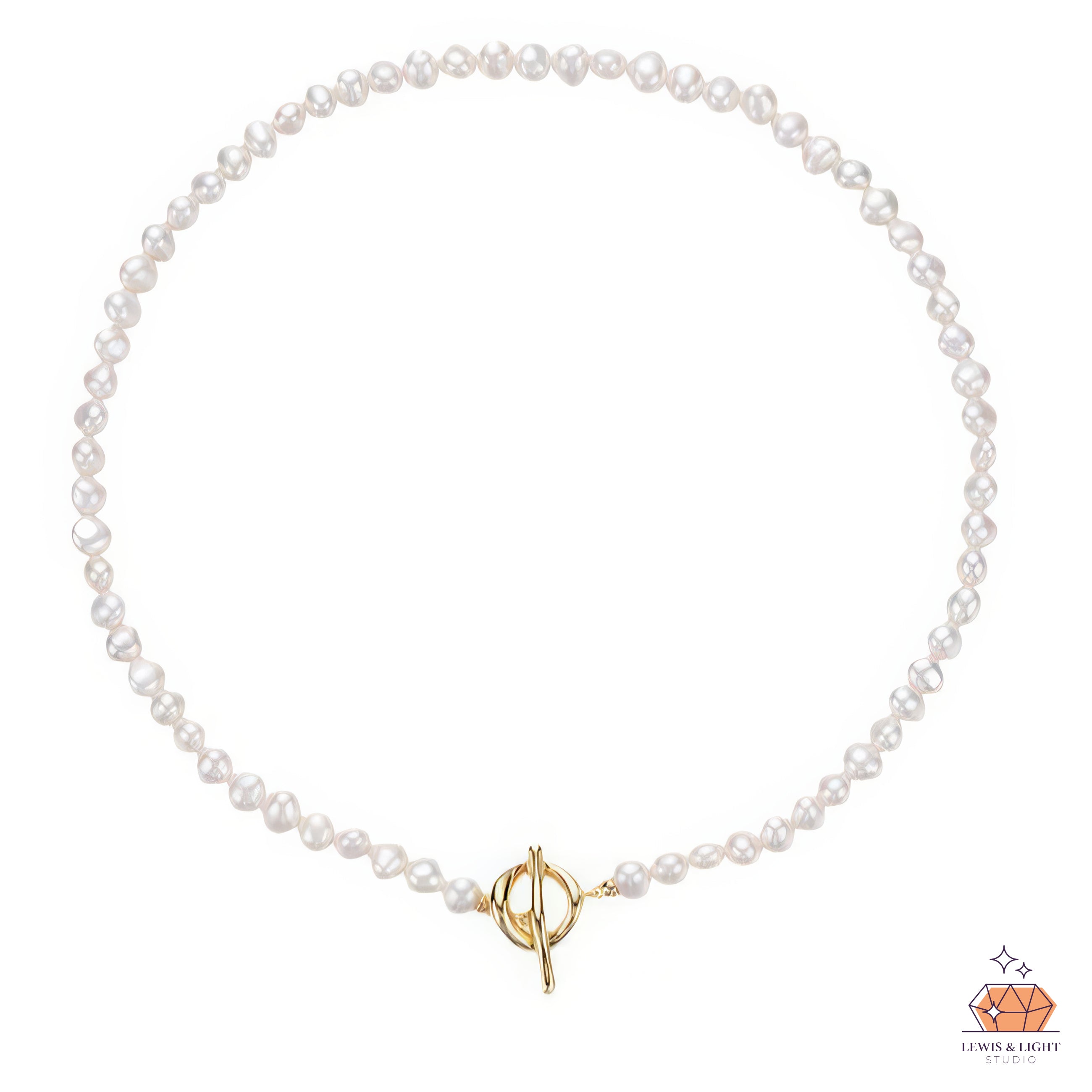 Abbott Lyon T-Bar Pearl Necklace – 18K Gold Plated with Freshwater Pearls