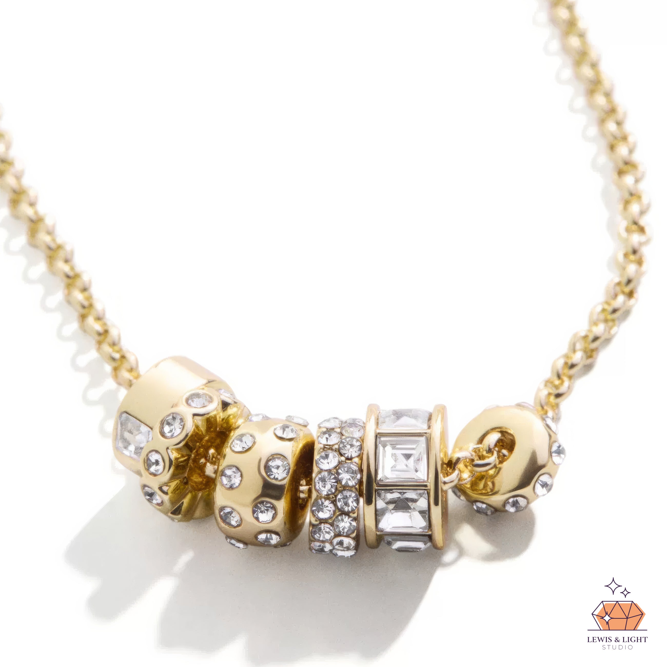 BaubleBar Renee Charm Necklace – Brass with Colorful Glass Stones